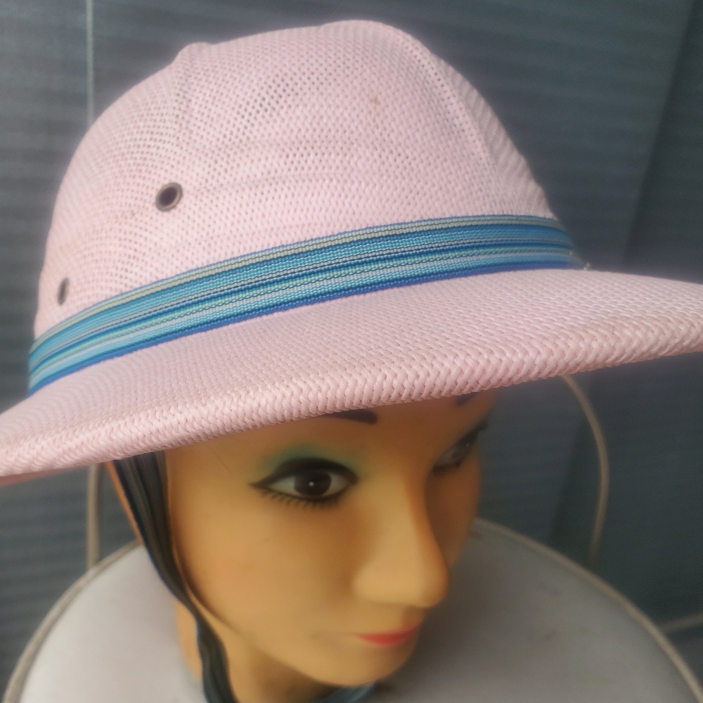 BARBIE PINK  Sun Fari Pale Pink Woven Mesh Sun Hat PITH HAT New Light Fun - Picture 2 of 5
